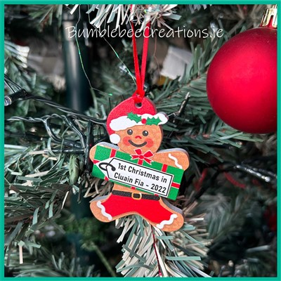 Nordic Wooden Tree Decoration : Gingerbread Santa